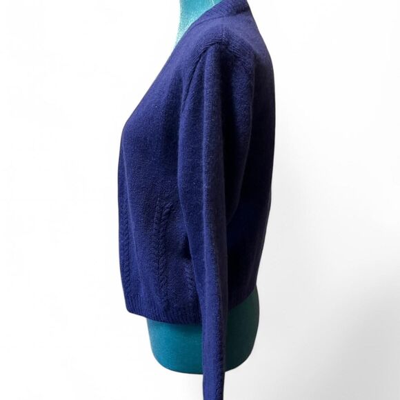Vintage OBR Deep Blue/Purple Angora Rabbit Hair & Lambswool Cardigan Size Med - Picture 3 of 7